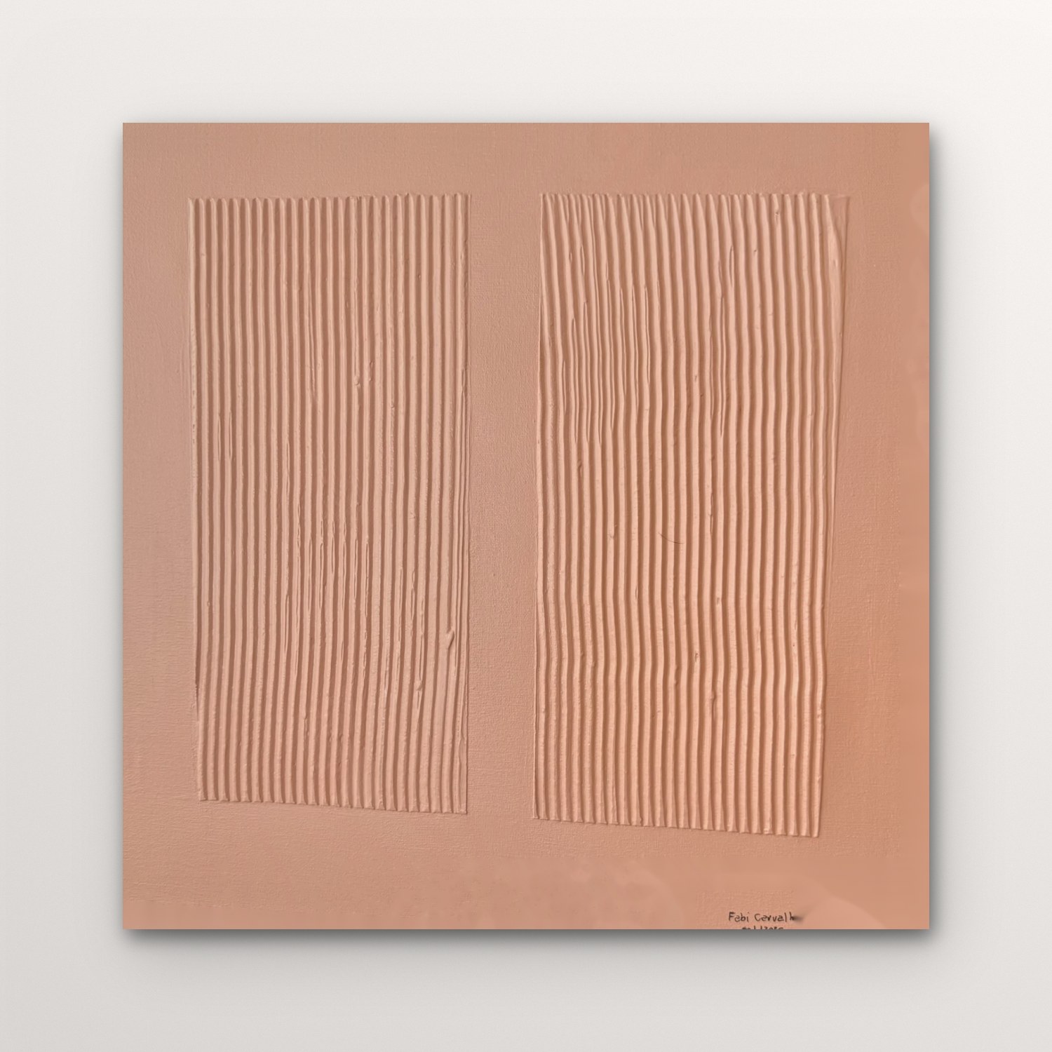 Colunas, relevo penteado à mão sobre tela, 30 × 30 cm